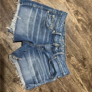 American Eagle Outfitters Blue Jean Shorts with Frayed Hem